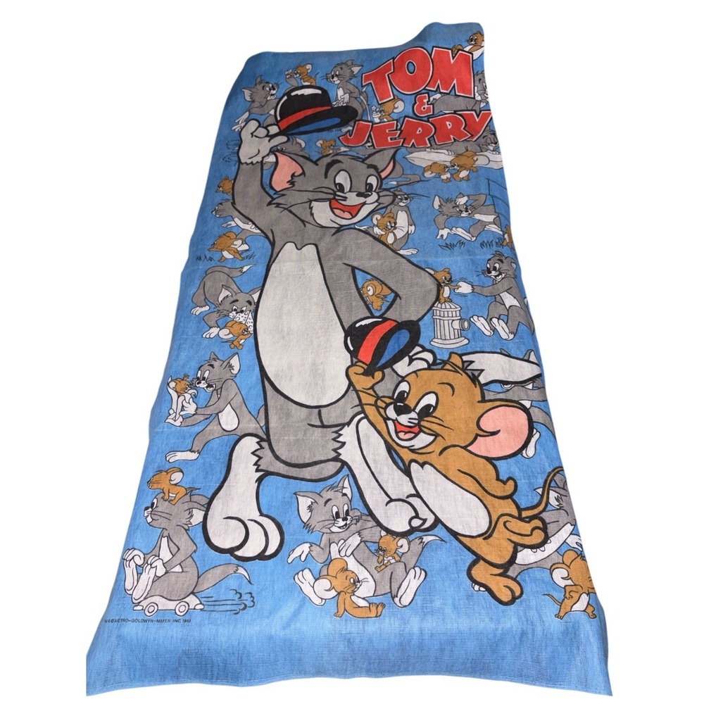 Tom And Jerry Vintage Fabric Sleeping Bag Size Marked 1940 MGM 70x34 RARE DIY